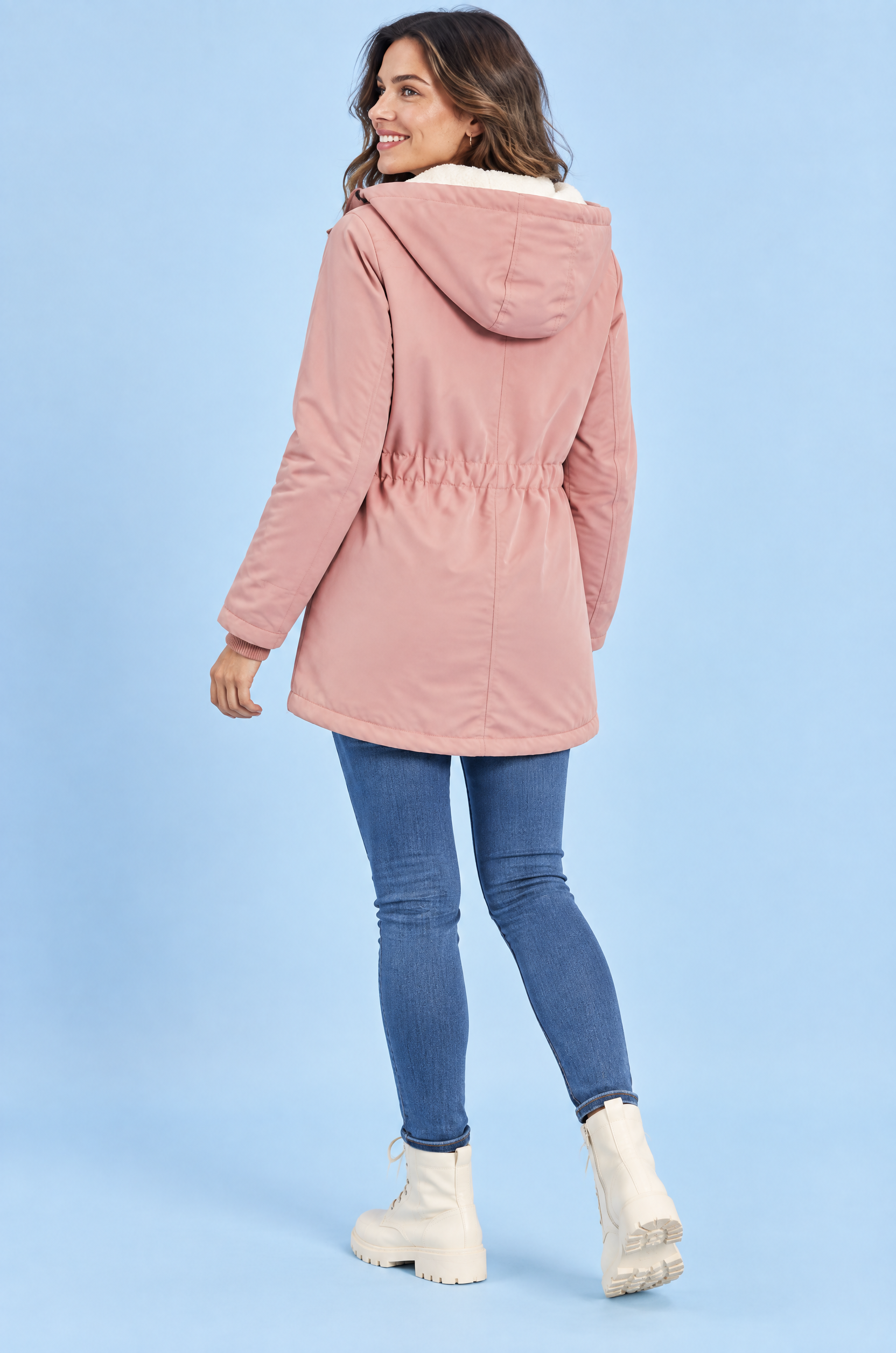 Parka rose oversize à capuche | Vue de dos | Lounelle Paris