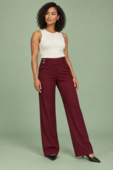 Pantaloni bordeaux a gamba larga e vita bassa