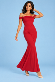 Robe longue rouge asymétrique à détail torsadé | Vue en mouvement | Lounelle Paris