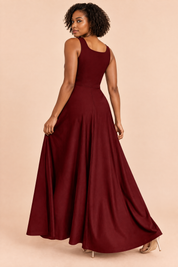 Robe midi bordeaux à encolure cœur | Vue de dos | Lounelle Paris