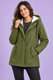 Parka kaki oversize à capuche | Vue rapprochée | Lounelle Paris