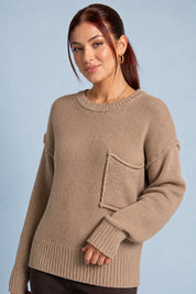 Pull ample à poche poitrine | Vue rapprochée | Lounelle Paris
