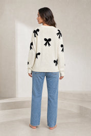 Pull blanc cassé motifs nœuds | Lounelle Paris