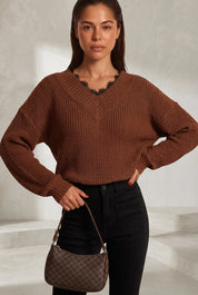 Pull col V à dentelle | Lounelle Paris