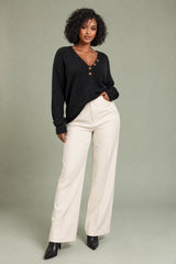 Maglione in maglia testurizzata con scollo a V