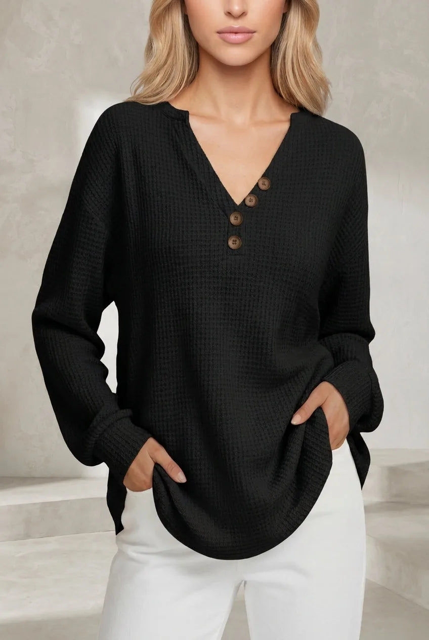 Pull col V maille gaufrée | Lounelle Paris