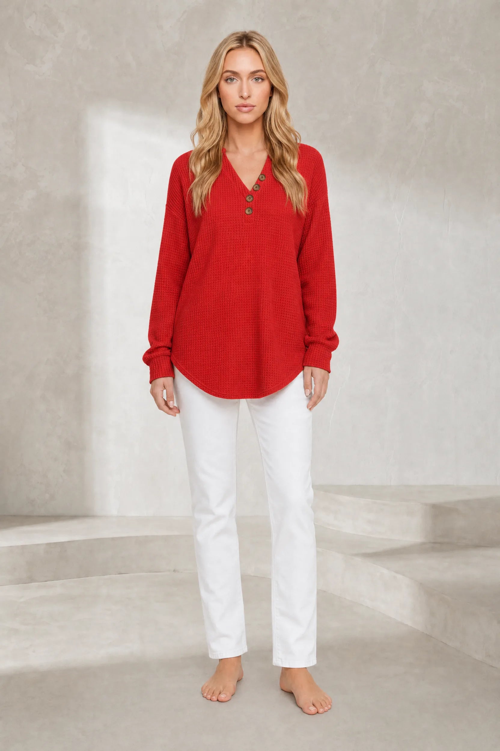 Pull col V maille gaufrée | Lounelle Paris