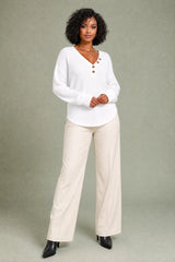 Maglione in maglia testurizzata con scollo a V
