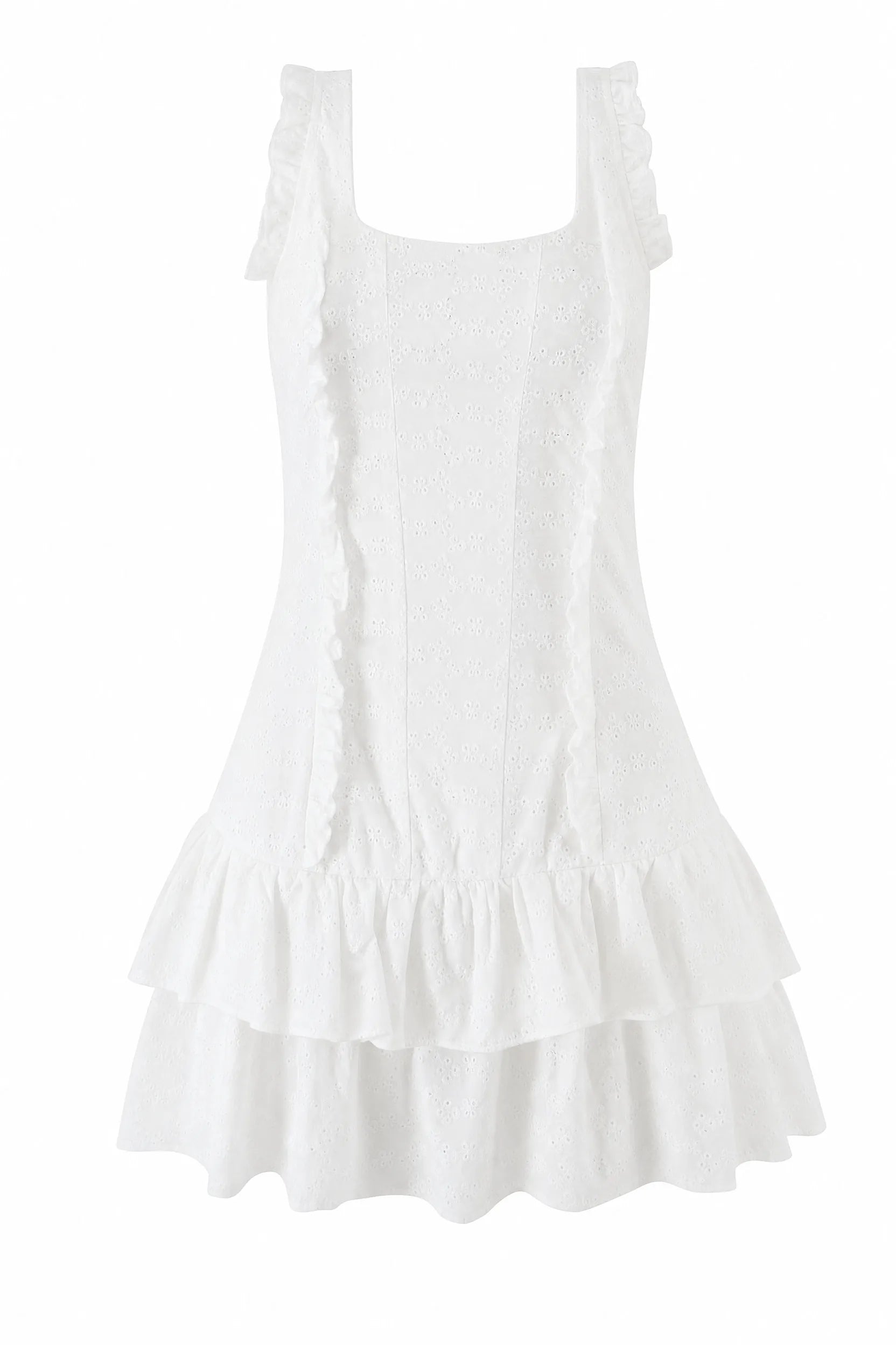 Robe blanche brodée à volants | Lounelle Paris