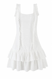 Robe blanche brodée à volants | Lounelle Paris