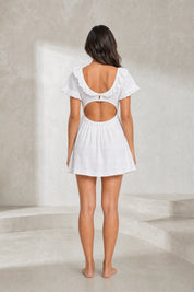 Robe blanche brodée dos ajouré | Lounelle Paris