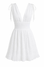 Robe blanche smockée dos nu | Lounelle Paris
