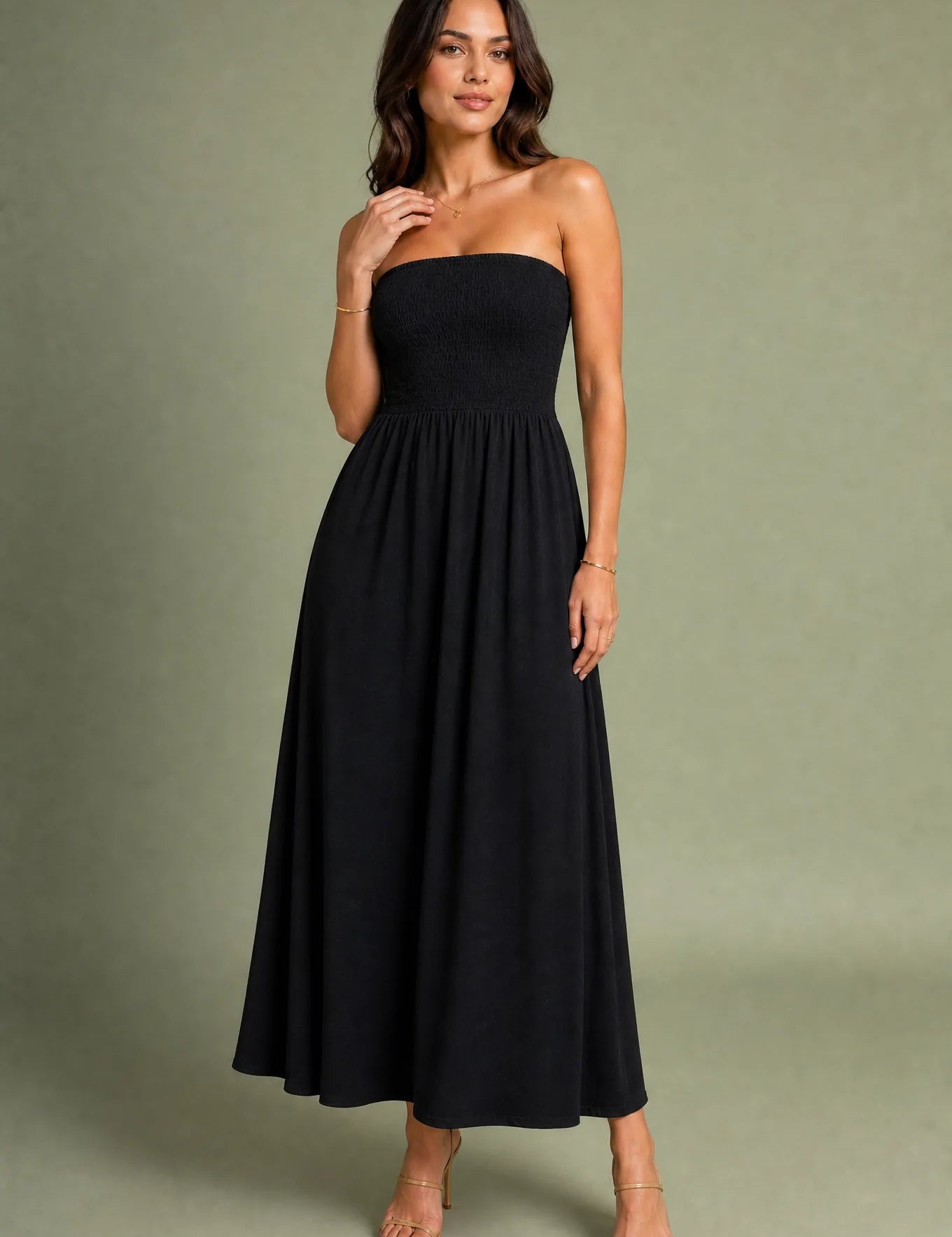 Robe bustier épaules dénudées | Variante Noir | Lounelle Paris