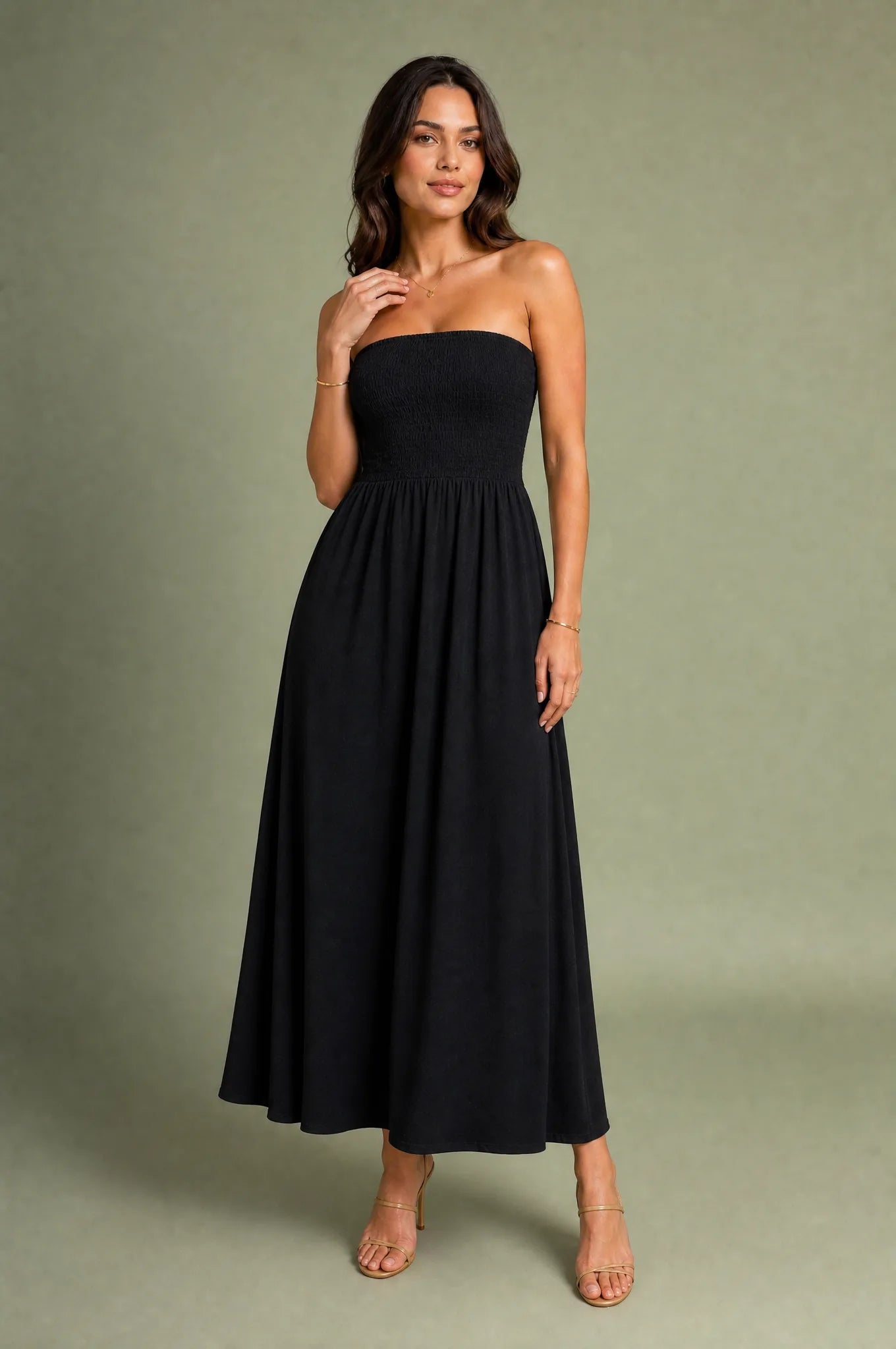 Robe bustier épaules dénudées | Variante Noir | Lounelle Paris