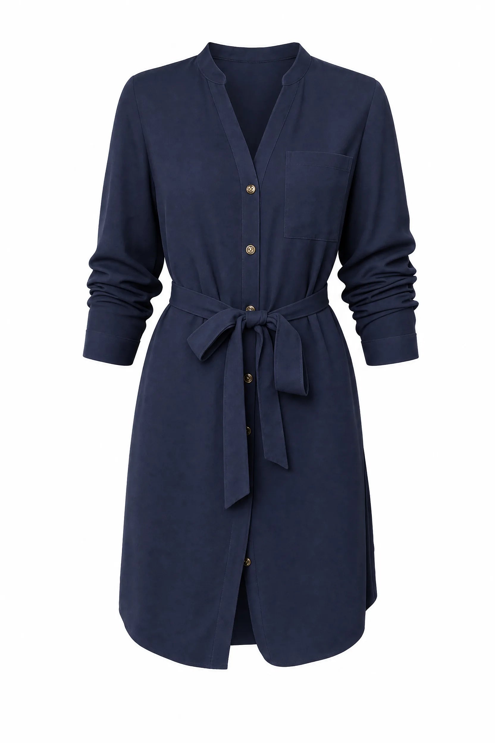 Robe chemise col V ceinturée | Lounelle Paris