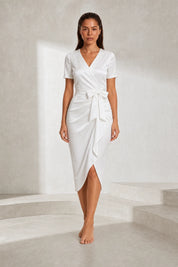 Robe col V à nœud | Lounelle Paris