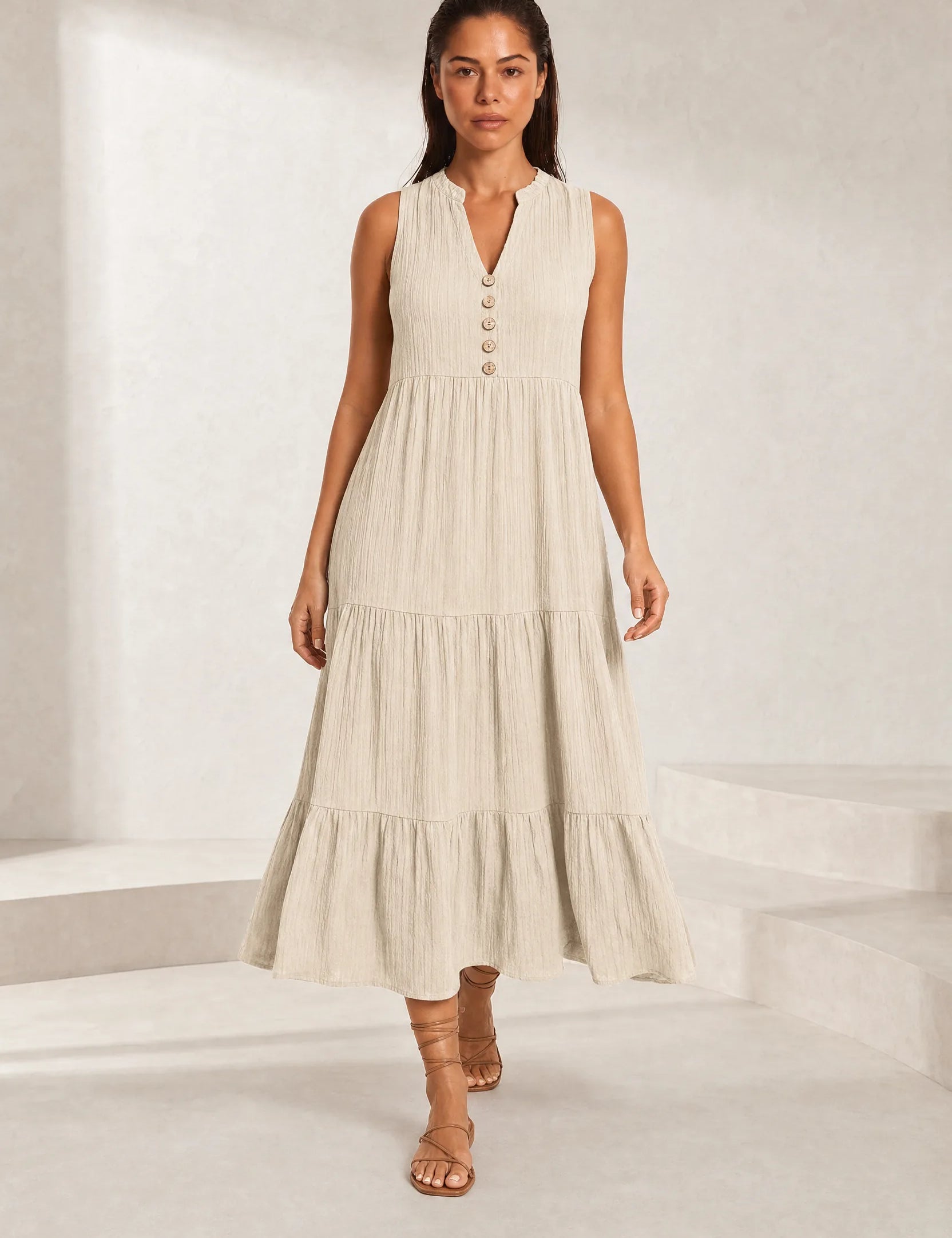 Robe col V à volants | Lounelle Paris