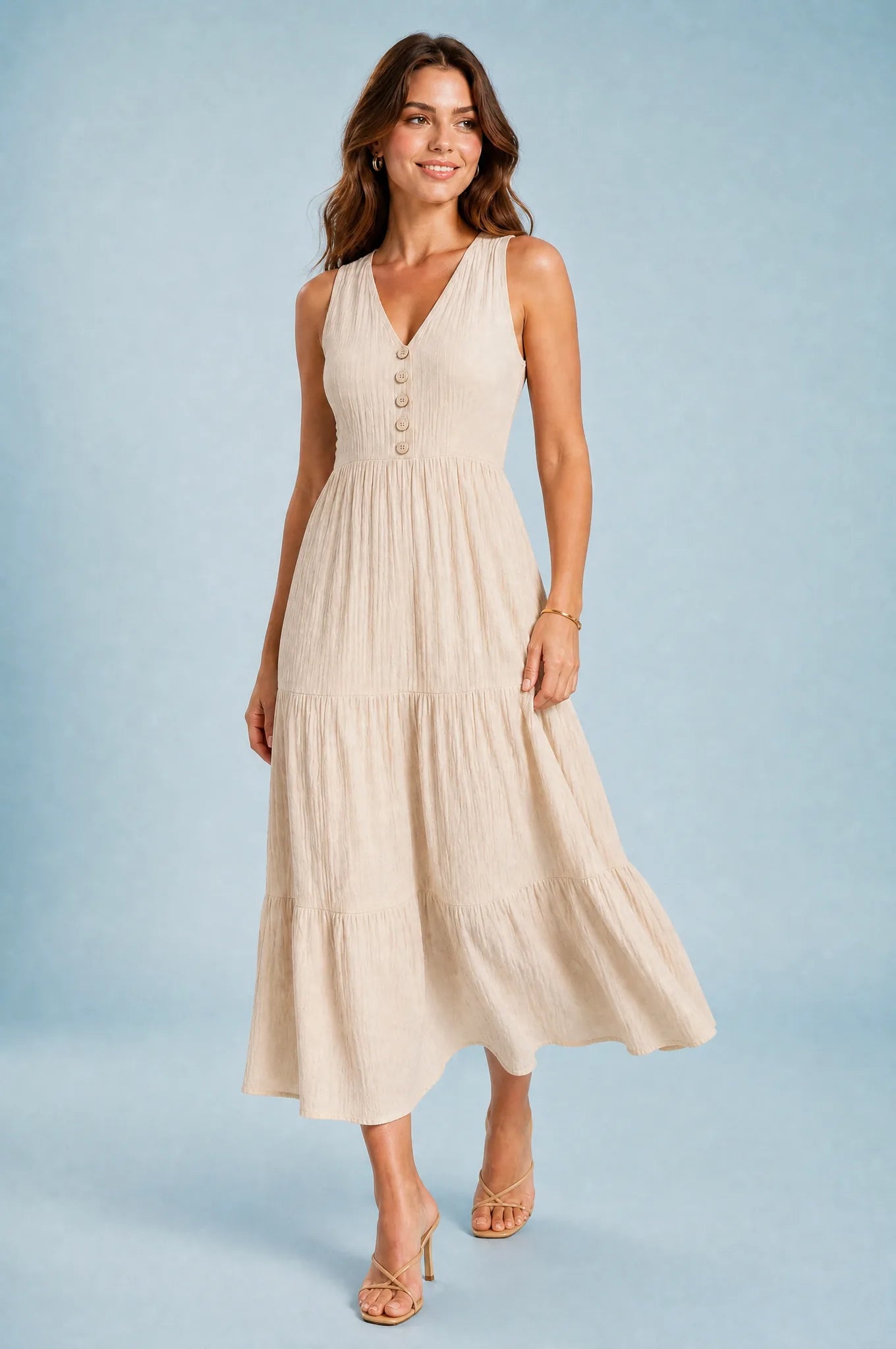 Robe col V à volants | Vue en mouvement | Lounelle Paris
