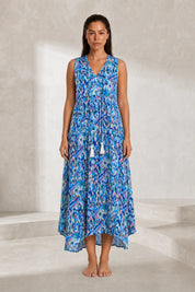 Robe imprimée col V franges | Lounelle Paris