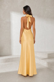 Robe jaune col licou dos nu | Lounelle Paris