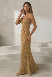 Robe longue beige à pois | Lounelle Paris