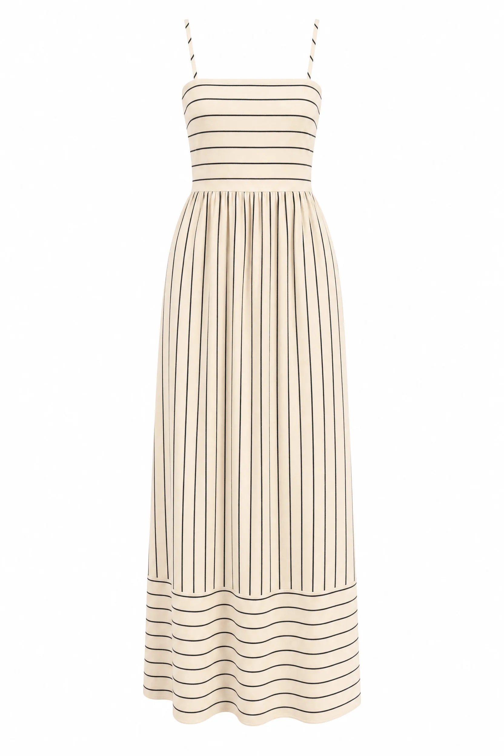 Robe longue beige rayée dos nu | Lounelle Paris