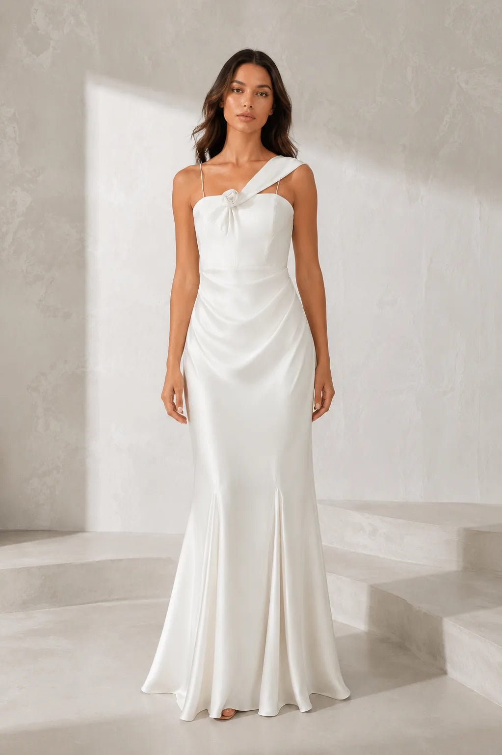 Robe longue blanche asymétrique | Lounelle Paris