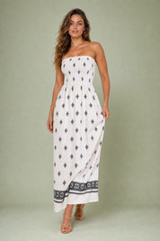 Robe longue blanche bandeau dos nu | Vue en mouvement | Lounelle Paris