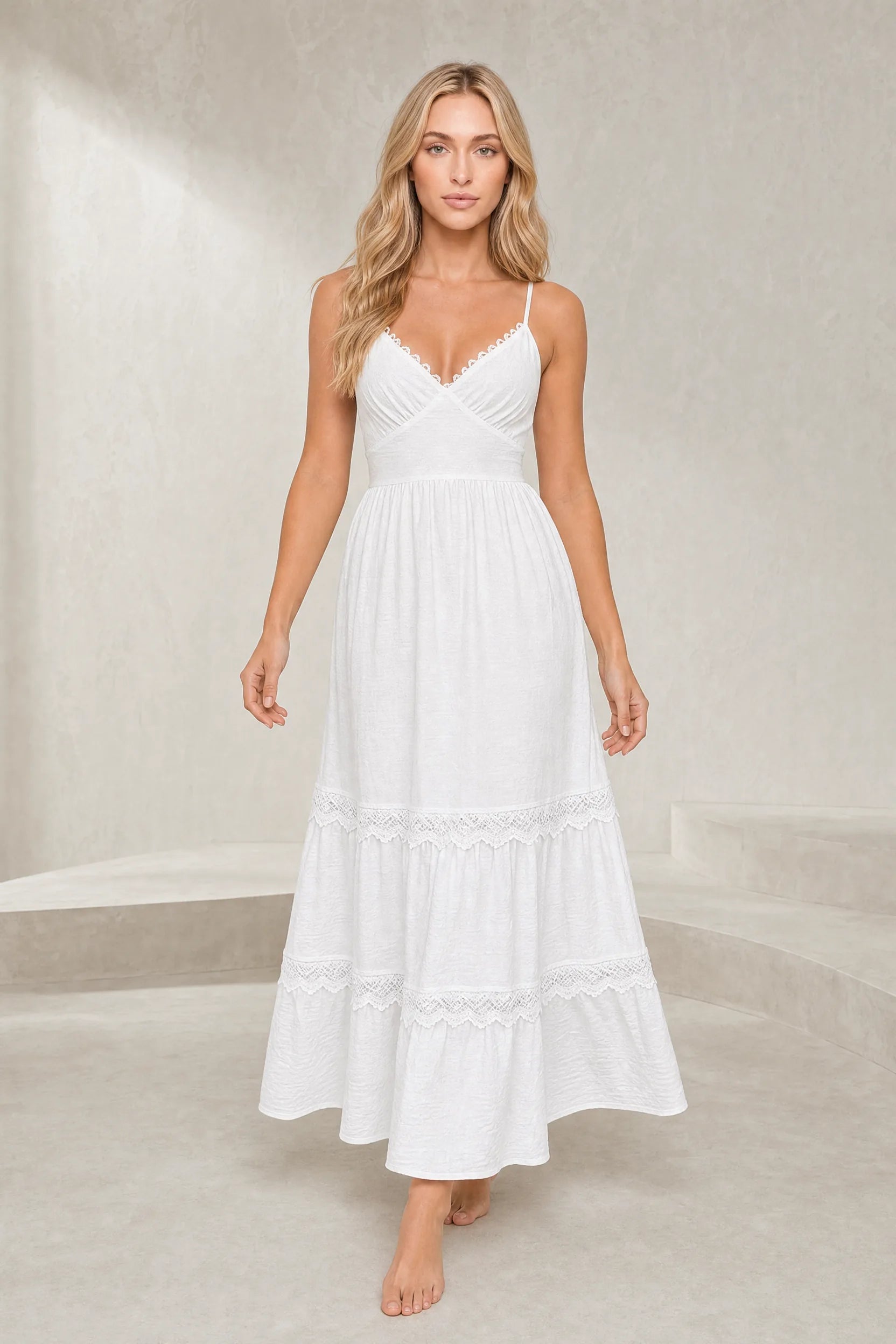 Robe longue blanche dos nu | Lounelle Paris