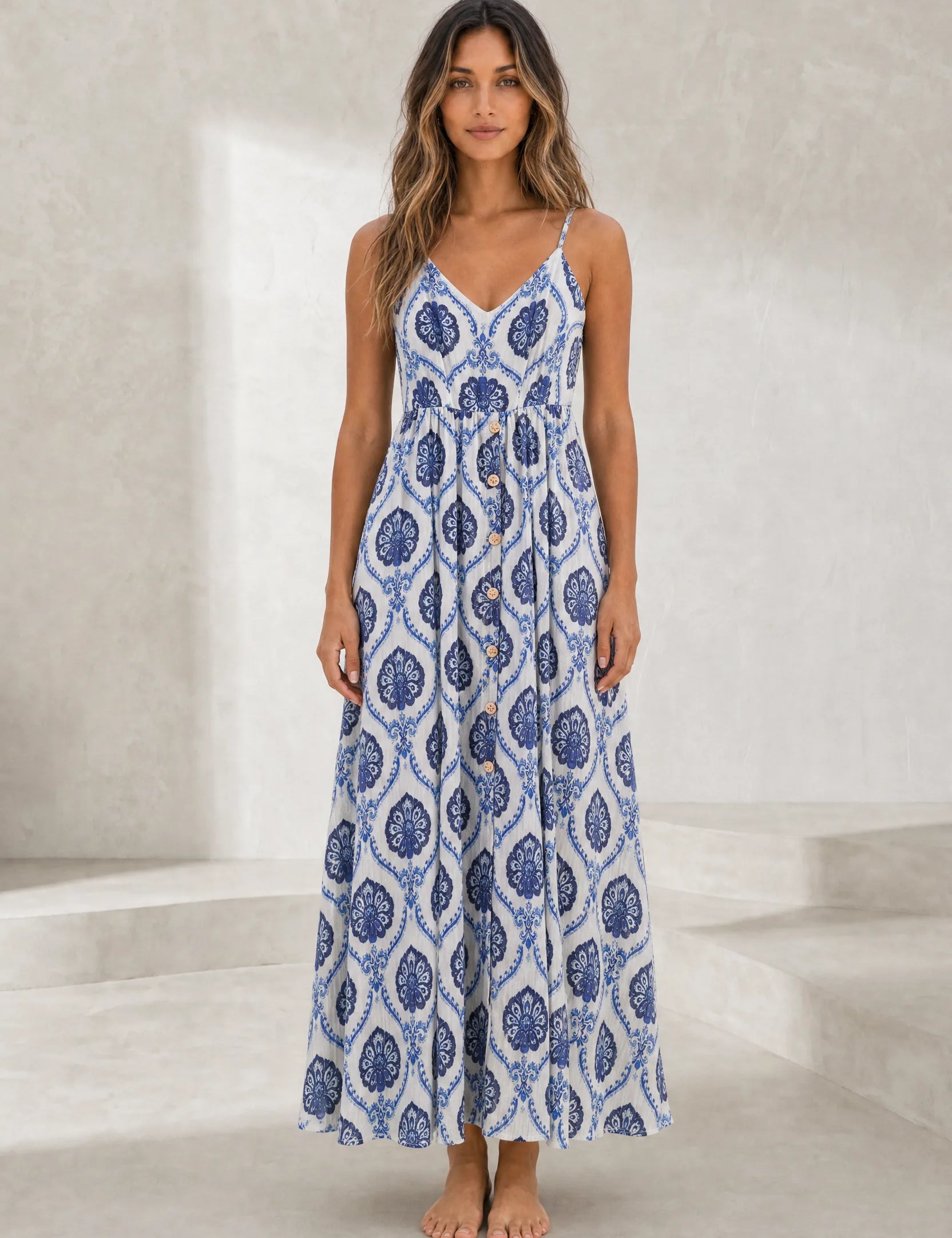 Robe longue blanche fines bretelles | Lounelle Paris