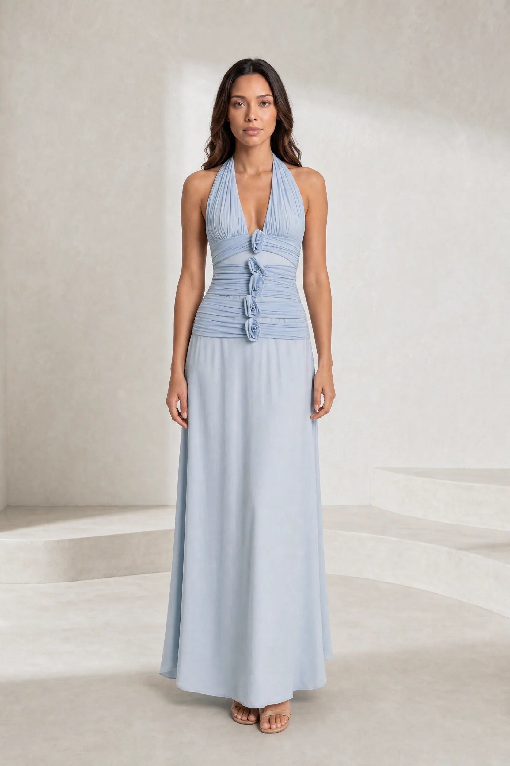 Robe longue bleu clair dos nu | Lounelle Paris