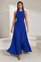 Robe longue bleue fluide sans manches | Lounelle Paris