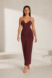 Robe longue bordeaux à fines bretelles | Lounelle Paris