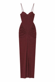 Robe longue bordeaux à fines bretelles | Lounelle Paris