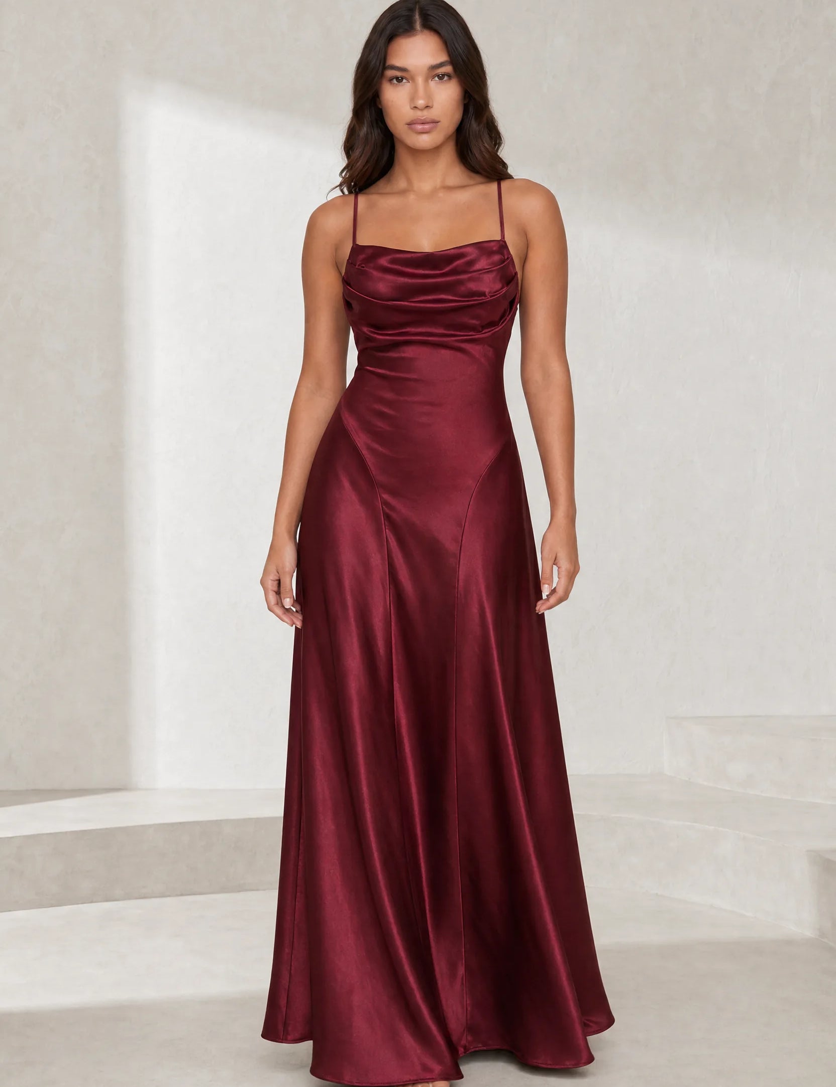 Robe longue bordeaux dos lacé | Lounelle Paris