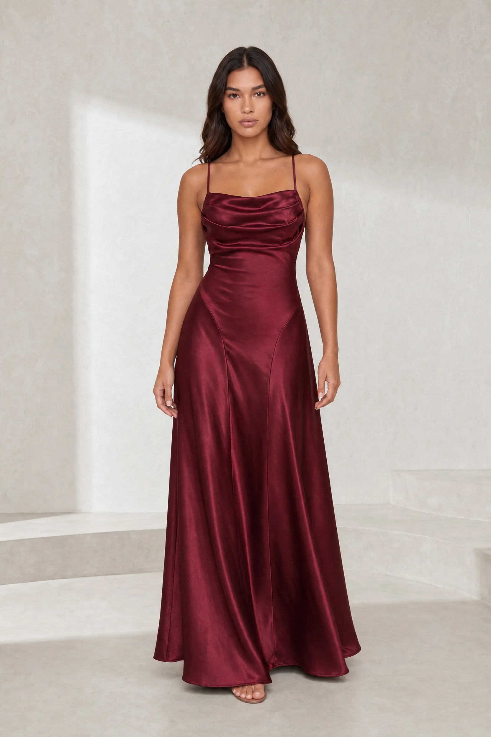 Robe longue bordeaux dos lacé | Lounelle Paris