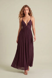 Robe longue bordeaux dos nu | Vue en mouvement | Lounelle Paris