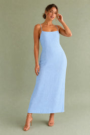 Robe longue bretelles encolure carrée | Variante Bleu | Lounelle Paris
