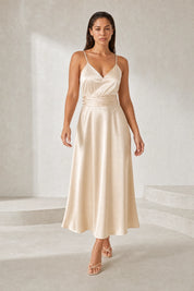 Robe longue champagne fines bretelles | Lounelle Paris