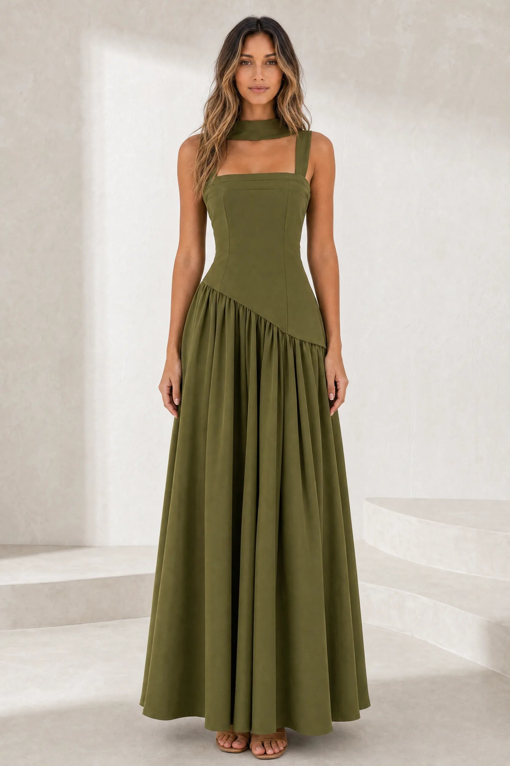 Robe longue col halter à lacets | Lounelle Paris