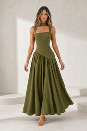 Robe longue col halter à lacets | Lounelle Paris