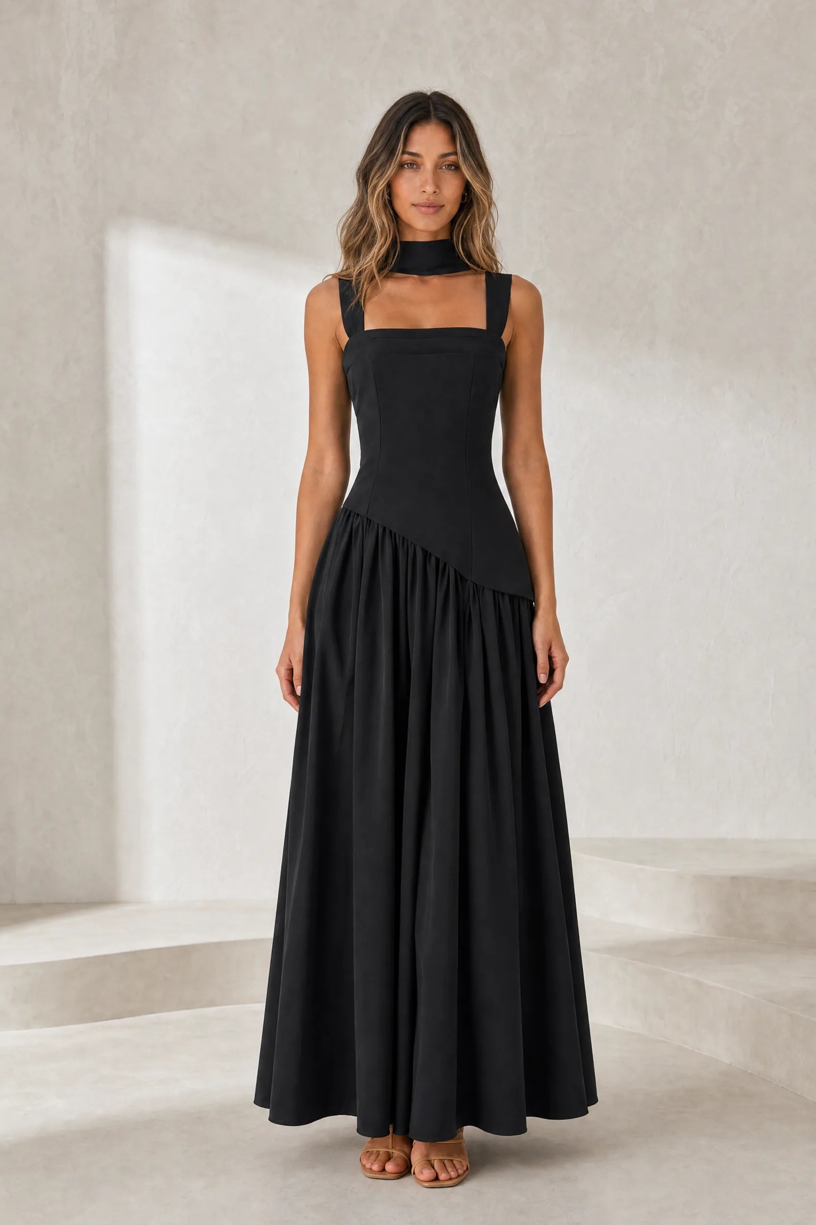 Robe longue col halter à lacets | Lounelle Paris