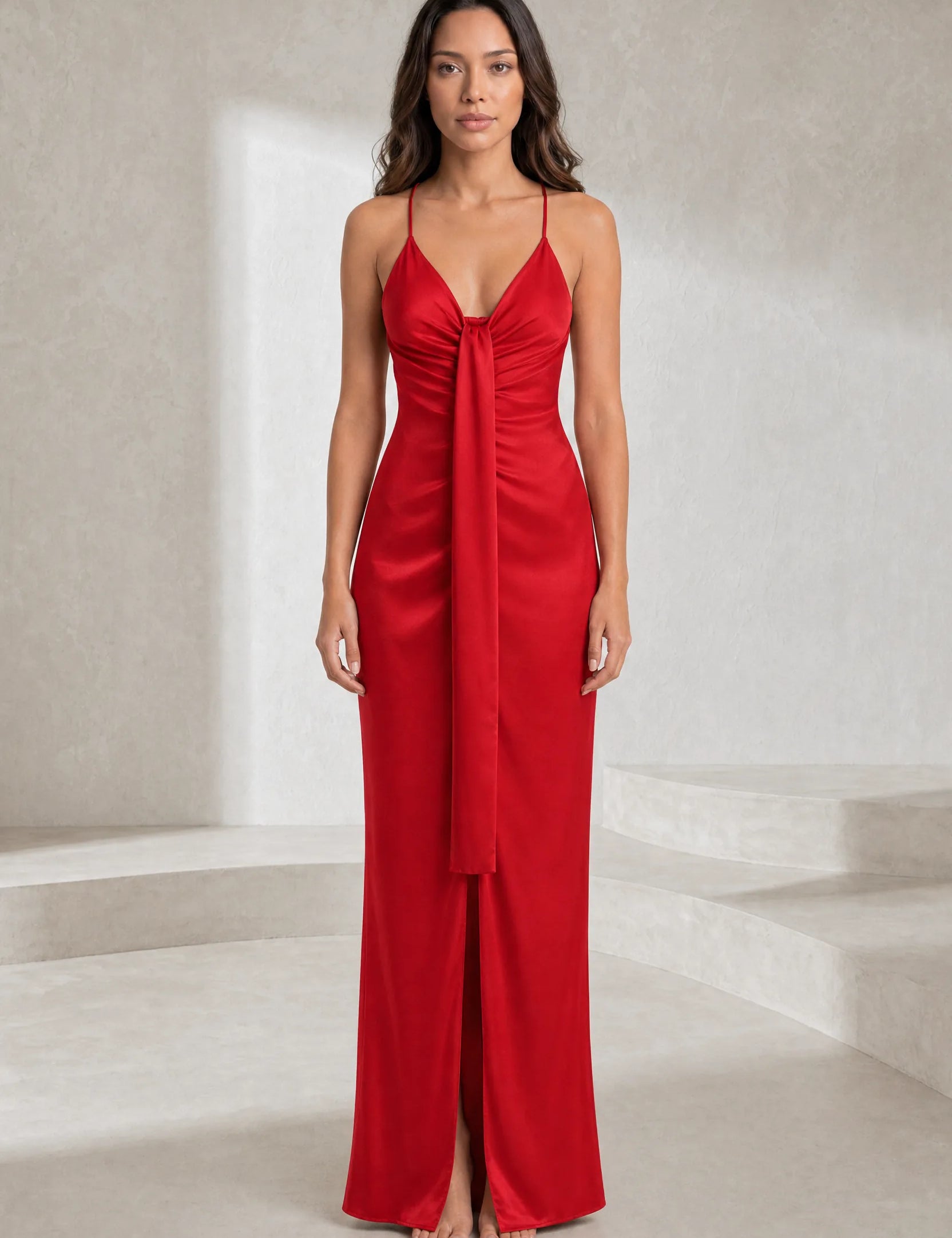 Robe longue col V drapée | Lounelle Paris