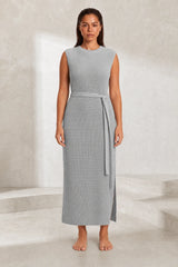Robe longue en maille fendue