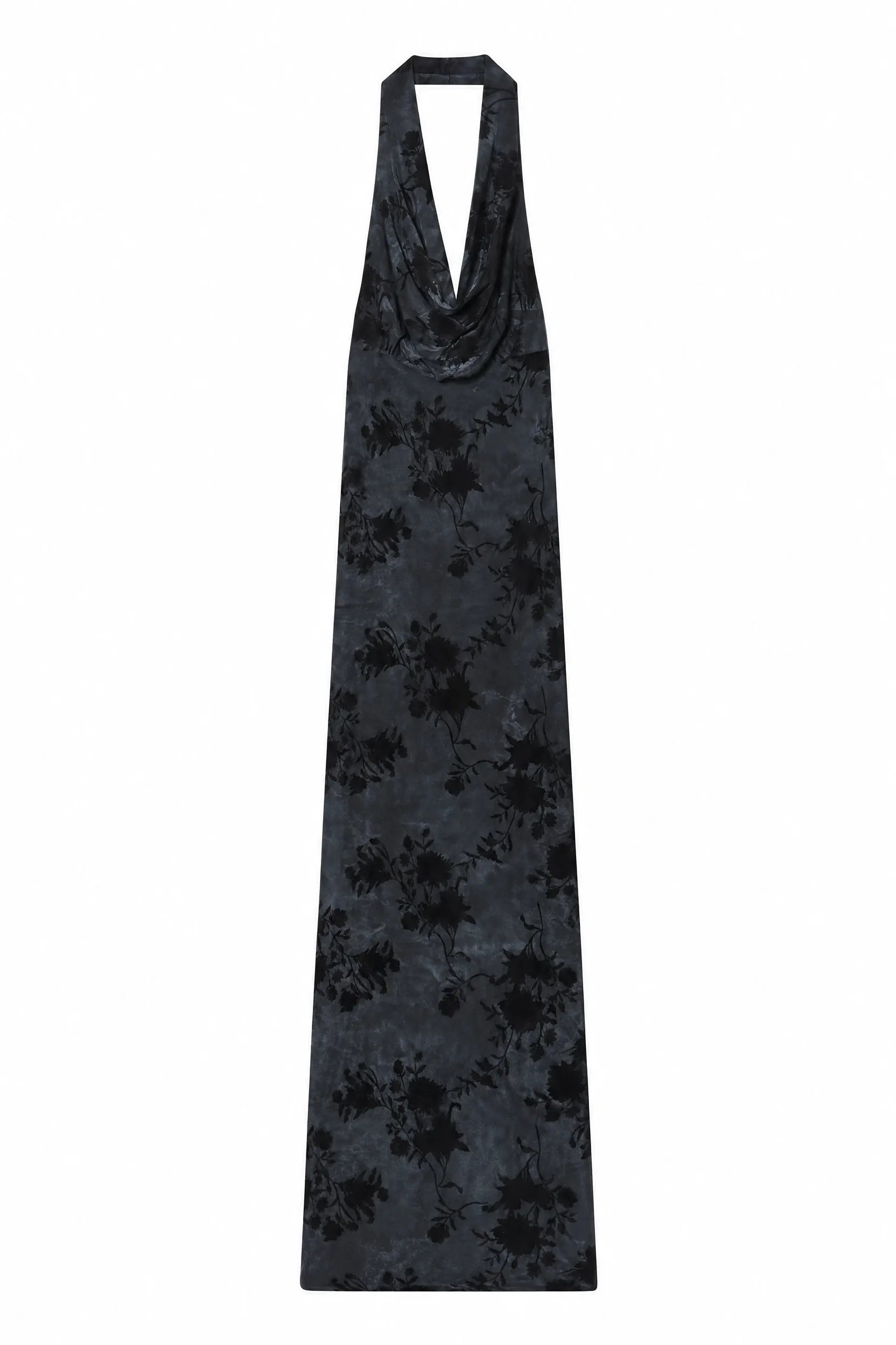 Robe longue gris anthracite col halter | Lounelle Paris