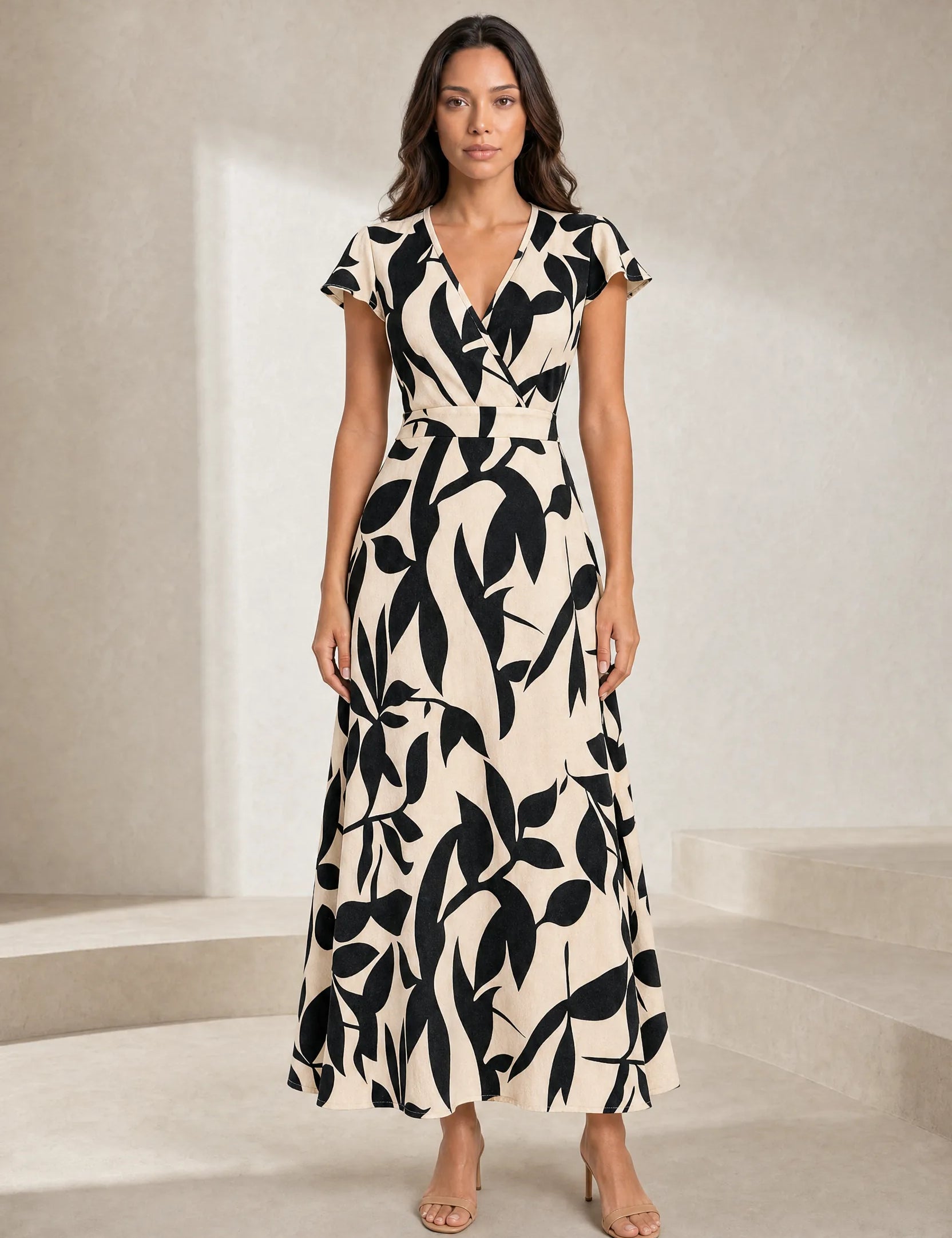 Robe longue imprimée col V | Lounelle Paris