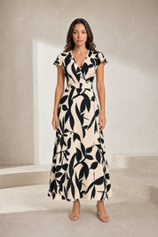 Robe longue imprimée col V | Lounelle Paris