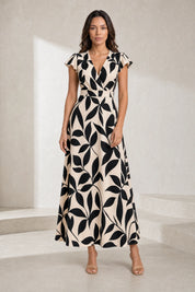 Robe longue imprimée col V | Lounelle Paris