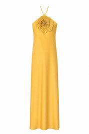 Robe longue jaune col halter | Lounelle Paris