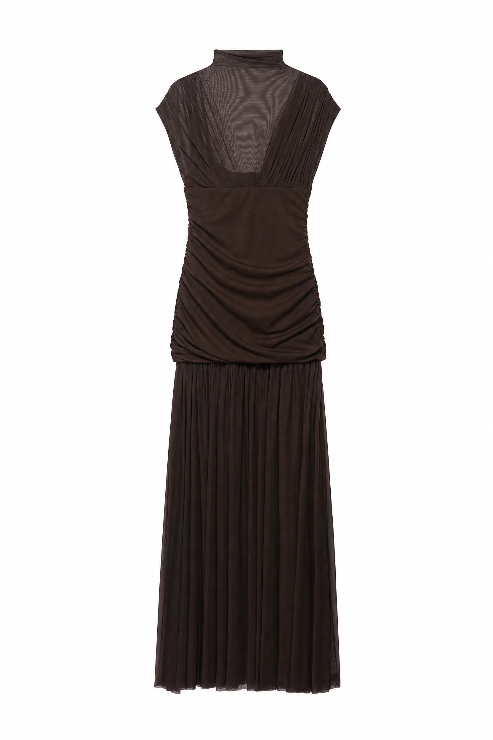 Robe longue marron col maille | Lounelle Paris